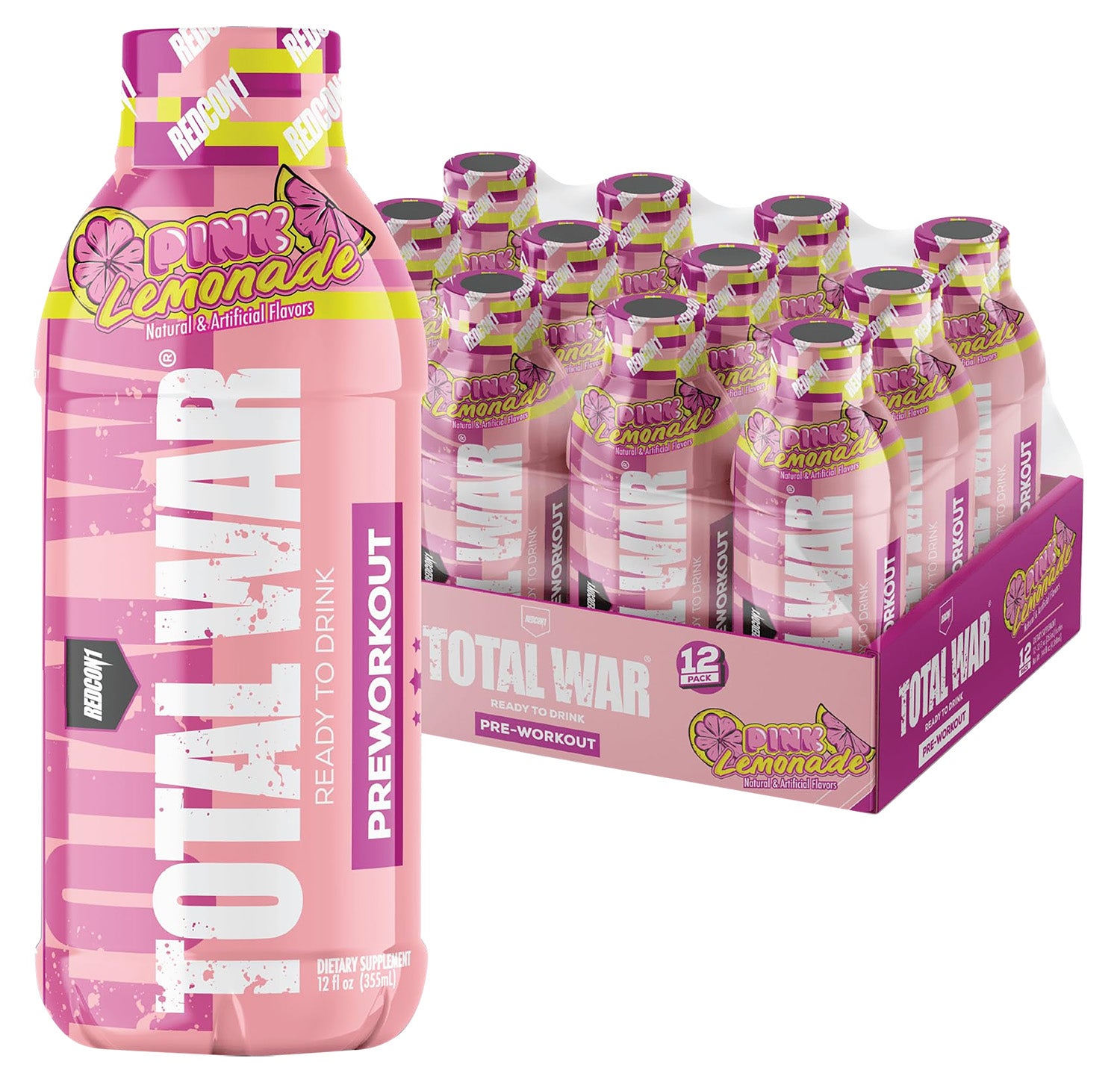 Redcon1 Total War RTD Pre-Workout Pink Lemonade 12 Pack