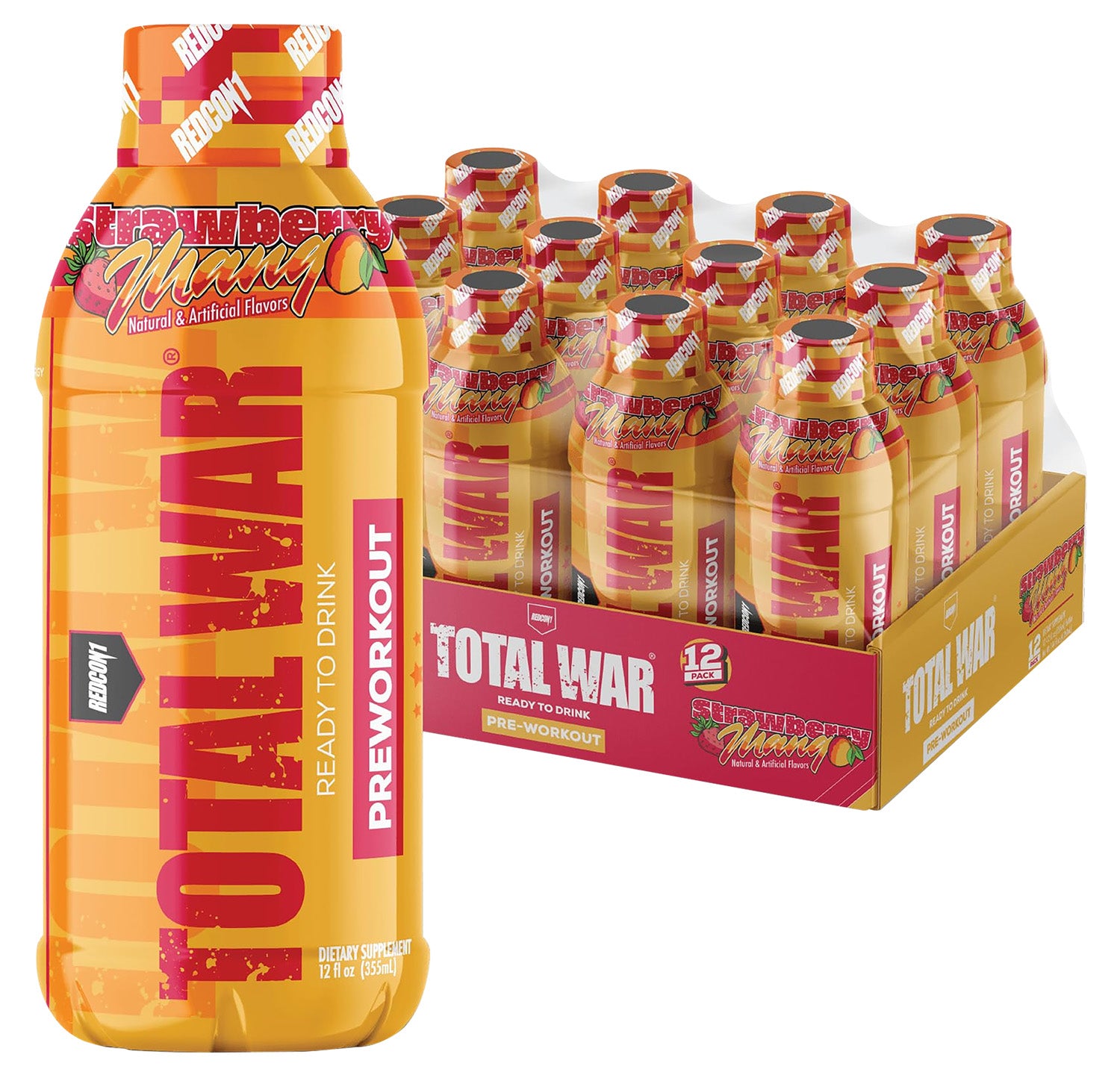 Redcon1 Total War RTD Pre-Workout Strawberry Mango 12 Pack