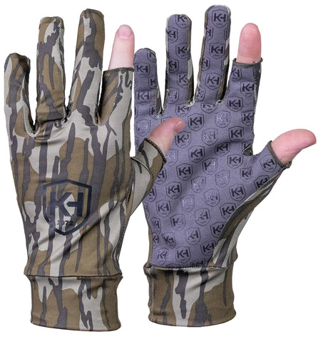 Moultrie KHT0211 Run N Gun Mossy Oak Bottomland Fingertipless Hunting Gloves OSFM