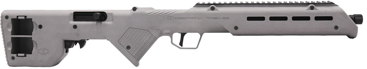 Desert Tech TRKRF2218GRY TREK-22 Gray Compact 22 LR 10+1 18" Free Floating Steel Barrel, Picatinny Rail Receiver, M-LOK Handguards, Fixed Polymer Stock, Suppressor Ready
