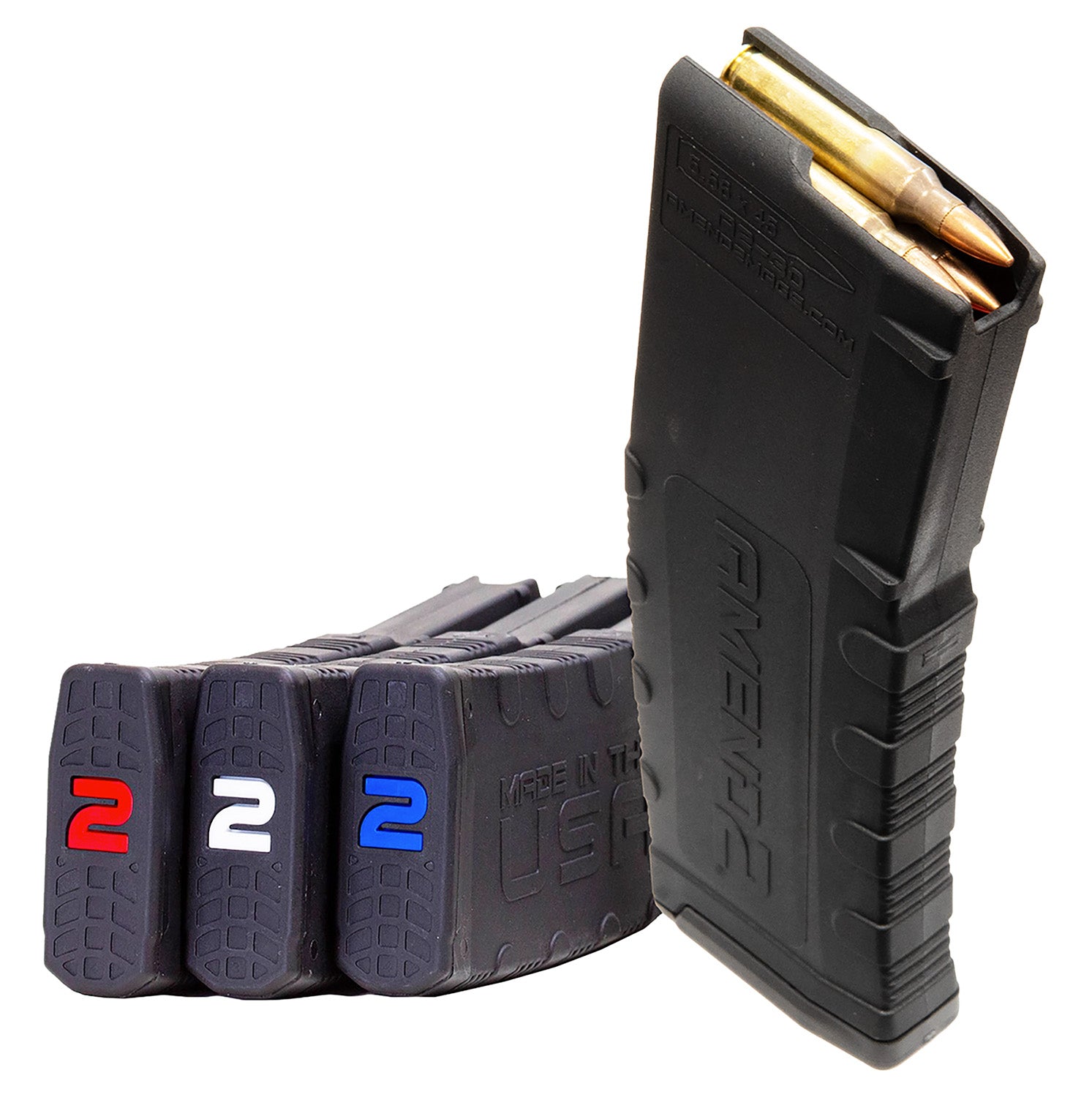 Amend2 MOD-2 30rd 5.56 NATO AR-15 Magazine 3-Pack Red/White/Blue Polymer