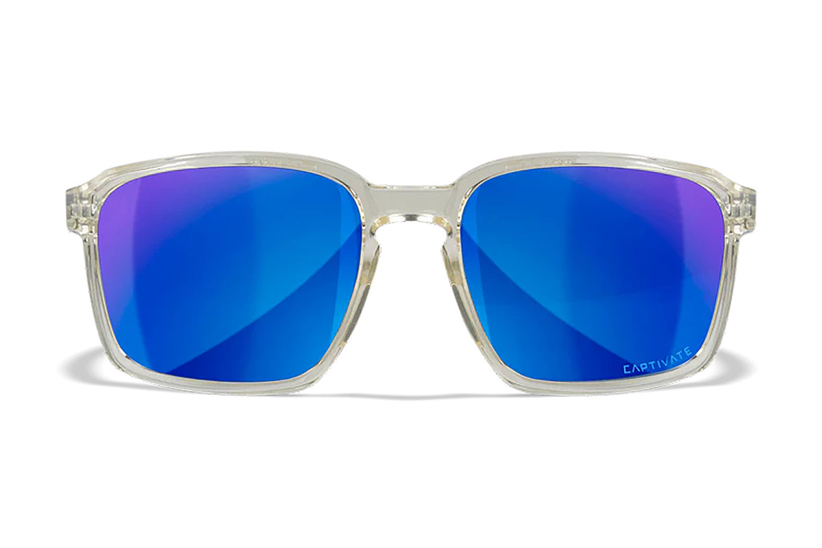 Wiley X AC6ALF09 Alfa M/L Protective Eyewear – Blue Mirror Lens, Gloss Clear Crystal Frame