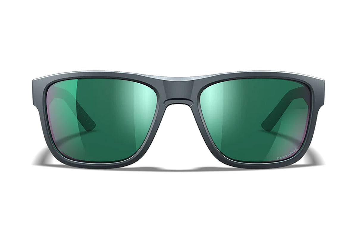 Wiley X AC6OVN17 Ovation Protective Eyewear – Green Mirror Lens, Dark Gray Frame