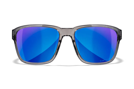 Wiley X AC6TRK09 Trek M/L Protective Eyewear – Blue Mirror Lens, Gloss Crystal Dark Gray Frame