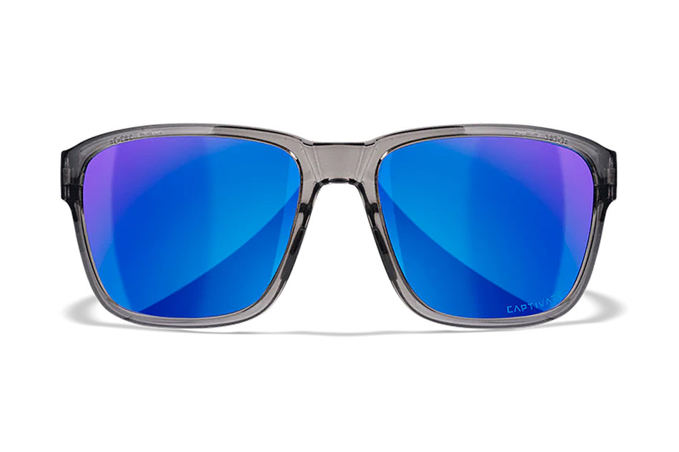Wiley X AC6TRK09 Trek M/L Protective Eyewear – Blue Mirror Lens, Gloss Crystal Dark Gray Frame