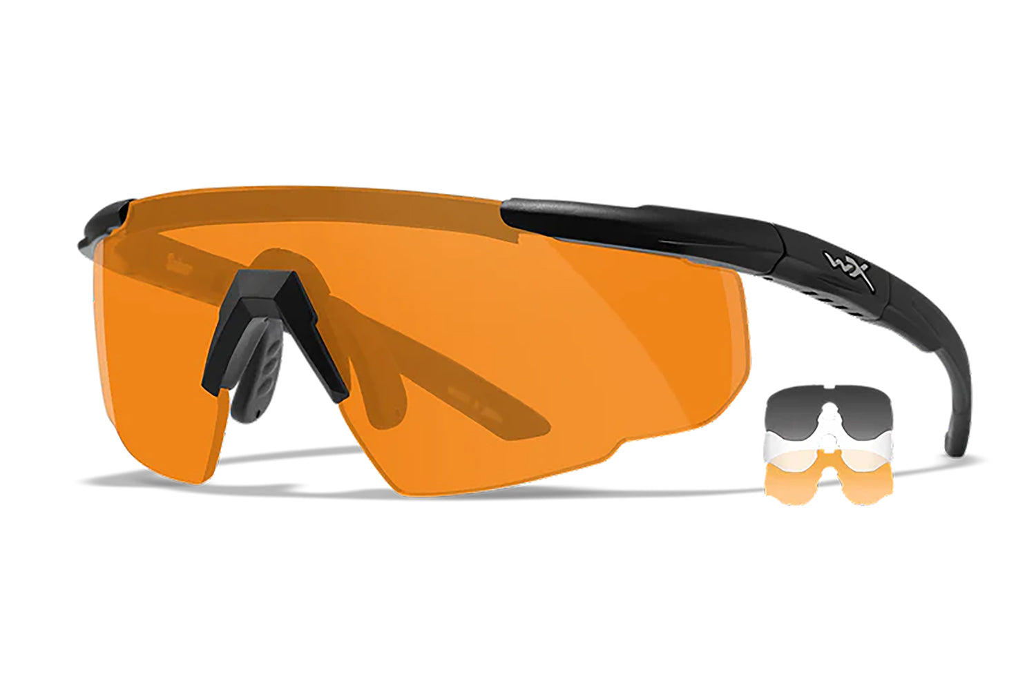 Wiley X 308 Saber Advanced Smoke Gray/Clear/Light Rust Polycarbonate Lens Matte Black Frame Safety Glasses