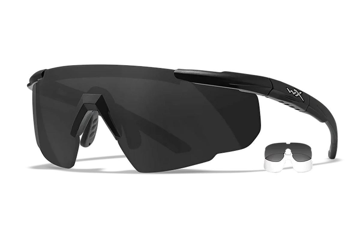 Wiley X 315 Saber Advanced Smoke Gray/Clear Polycarbonate Lens Black Frame Safety Glasses