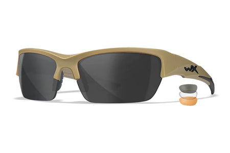 Wiley X CHVAL06T Valor Medium Smoke Gray/Clear/Light Rust Polycarbonate Lens Matte Tan Frame Safety Glasses