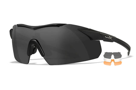 Wiley X 3552 Vapor Comm Temples Smoke Gray/Clear/Light Rust Polycarbonate Lens Matte Black Frame Safety Glasses