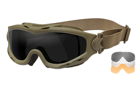 Wiley X SP293T Spear Goggles Smoke Gray/Clear/Light Rust Lens Tan Frame Ballistic Eyewear
