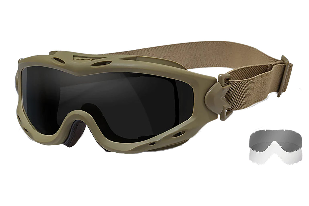 Wiley X SP29T Spear Goggles Smoke Gray Polycarbonate Lens Tan Frame Ballistic Eyewear