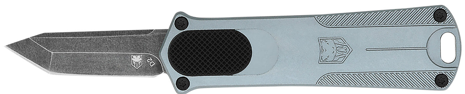CobraTec CALI952GRYTNS California 952 CA Compliant 1.75" OTF Tanto Black Stonewashed D2 Blade Gray Anodized Handle
