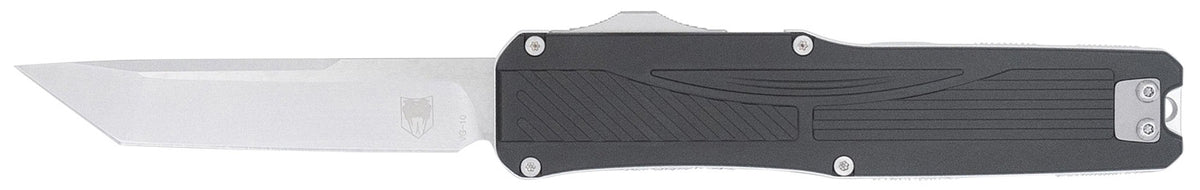 CobraTec CTLGDBLKTNS Legend EDC 3.13" OTF Plain Stonewashed VG-10 SS Blade Black Textured Aluminum Handle