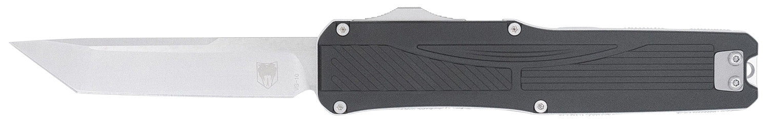 CobraTec CTLGDBLKTNS Legend EDC 3.13" OTF Plain Stonewashed VG-10 SS Blade Black Textured Aluminum Handle