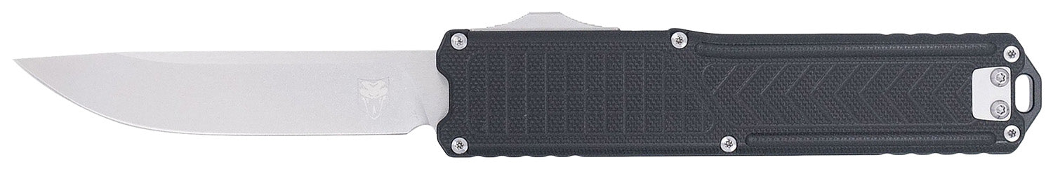 CobraTec CTRNGBLKDNS Ranger 3.25" OTF Plain Stonewashed D2 Steel Blade Black Textured G10 Scales Handle