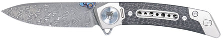CobraTec Emperor 3" Folding Drop Point Damascus VG-10 Blade, Carbon Fiber & Titanium Frame Lock Handle