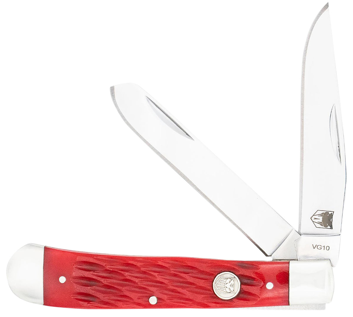 CobraTec Trapper Traditional Two Blade Folding 2.88" Clip Point & 2.94" Spey VG-10 SS Blades, Red Bone Scales Handle