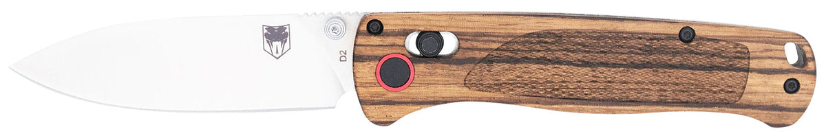 CobraTec Bar Lock 3" Folding Satin D2 Steel Blade, 4.25" Zebrawood Handle with Thumb Studs & Pocket Clip