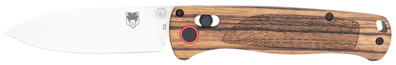 CobraTec Bar Lock 3" Folding Satin D2 Steel Blade, 4.25" Zebrawood Handle with Thumb Studs & Pocket Clip