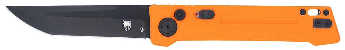 CobraTec Inferno 3.50" OTF Tanto Black TiCN D2 Steel Blade, 4.75" Blaze Orange Textured Handle with Safety Switch & Pocket Clip