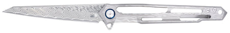 CobraTec Ghost 3.88" Folding Wharncliffe Damascus Blade, 4.94" Cut-Out Titanium Frame Lock Handle with Glass Breaker & Clip
