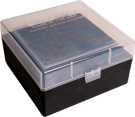 Berry's 25338 Flip-Top Ammo Box Clear/Black Polypropylene 100 Round Model 009