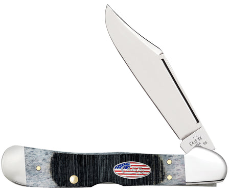 Case 53063 CopperLock Stars & Stripes 2.99" Folding Wharncliffe Knife, Tru-Sharp SS Blade, Gray Bone Handle