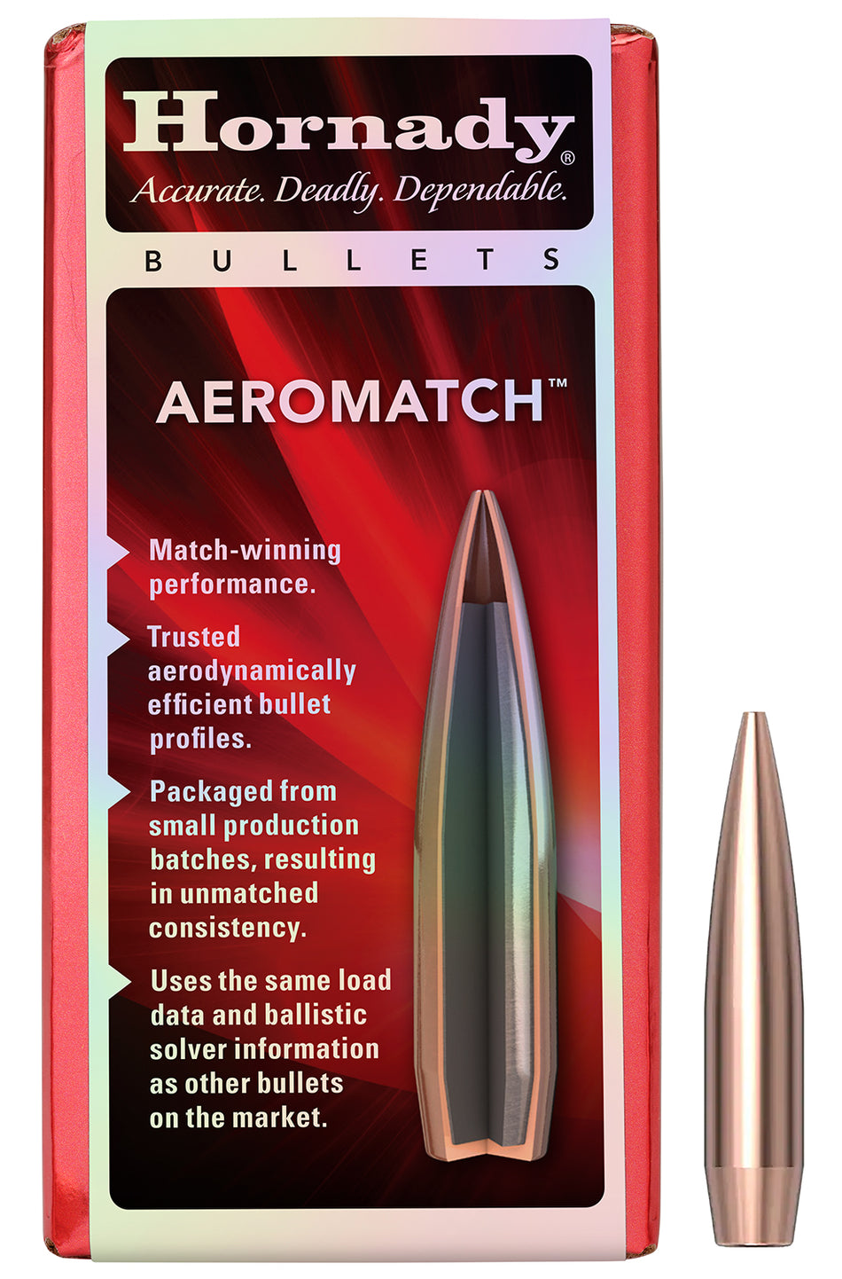 Hornady Aeromatch .30 Cal 175gr Hollow Point Boat Tail Bullets 100/Box