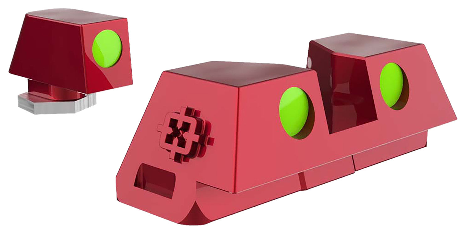 Cross Armory CRGSS-RD Standard 3-Point Fiber Optic Sight Set for Glock - Green/Red Frame