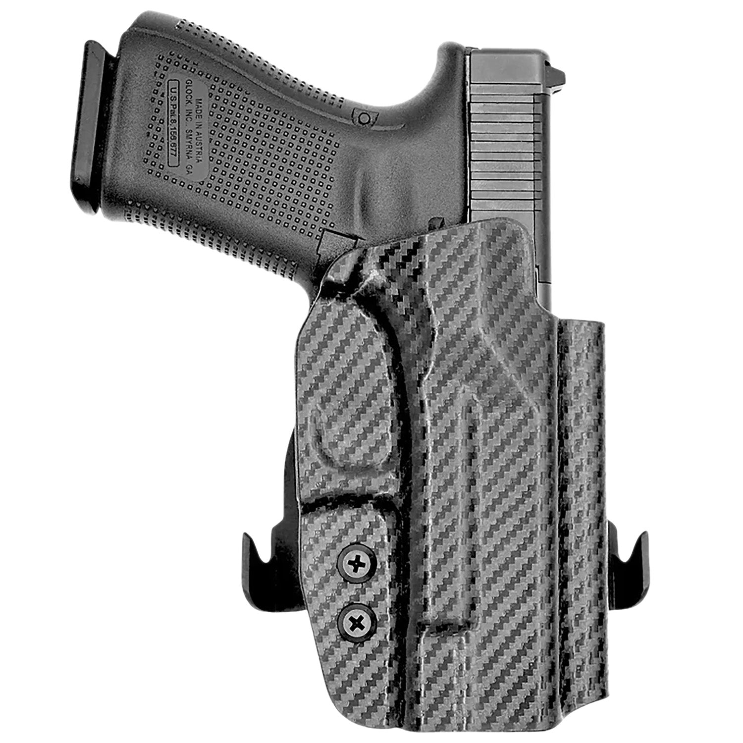 Rounded Gear Kydex OWB Paddle Holster Fits Glock 19 Black Carbon Fiber Right Hand