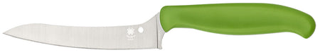 Spyderco K14PGN Z-Cut Pointed Fixed Knife 4.40" Plain Stonewashed CTS BD1N Blade, Green Textured Polypropylene Handle