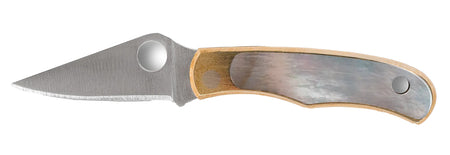 Spyderco C133AP Bug Folding Knife 1.25" Plain Stonewashed 12C27 Sandvik Blade, Abalone and Nickel Handle