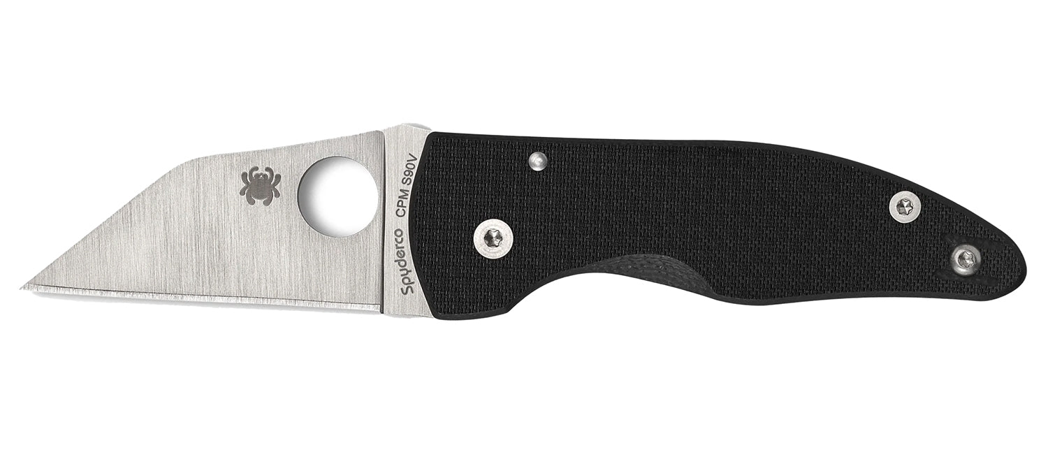 Spyderco C264CFP MicroJimbo Folding Knife 2.45" Wharncliffe Plain Satin CPM S90V Blade, Black Carbon Fiber Handle