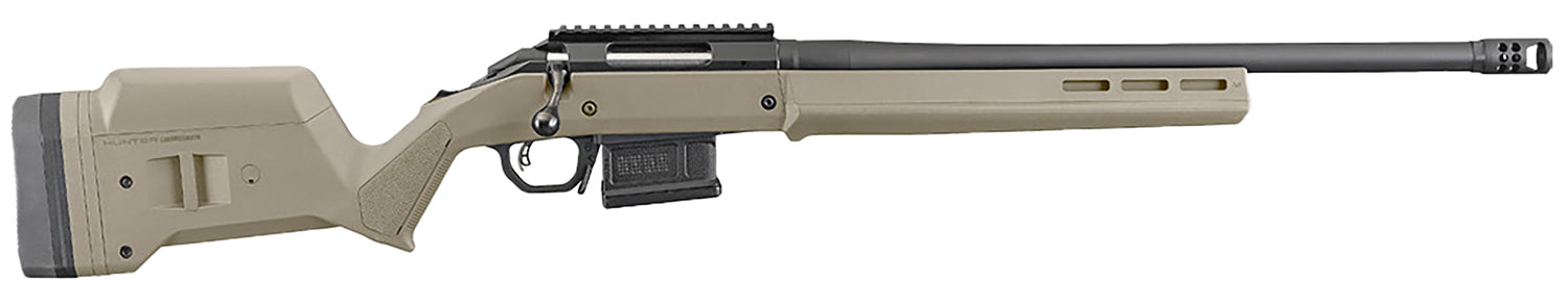 Ruger 26933 American Hunter 308 Win 5+1 20" Matte Black Threaded Barrel, Matte Black Steel Receiver w/Picatinny Rail Receiver, Flat Dark Earth Magpul Adjustable Hunter Synthetic Stock, Right Hand