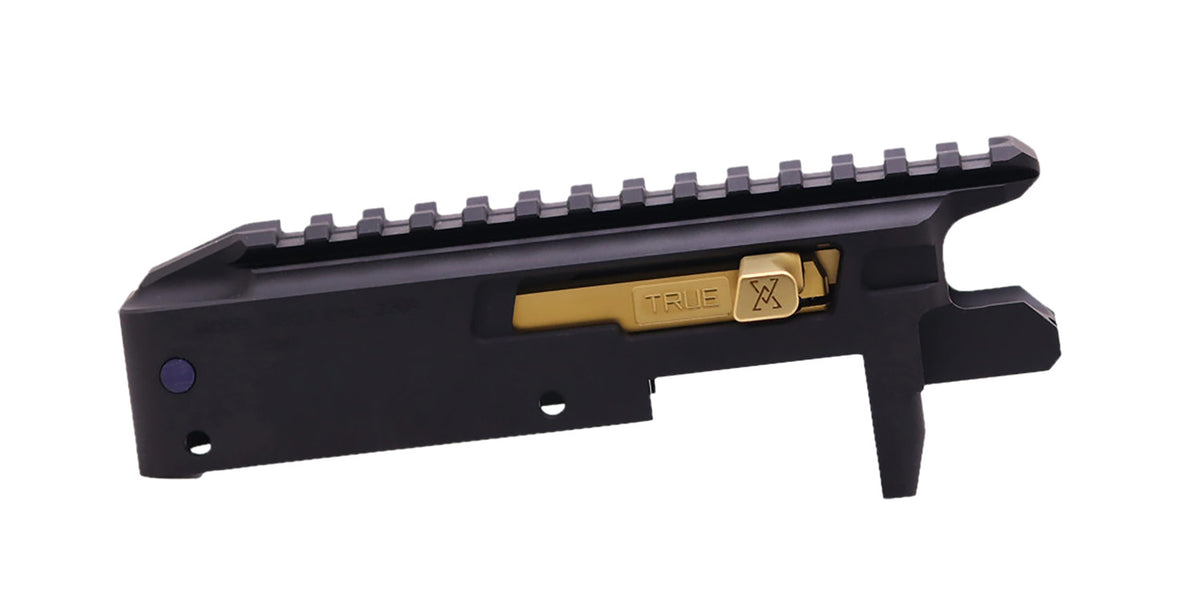 True Precision Inc TP1022CMPRCBLG TP/22 Receiver Set Black Anodized Aluminum with Gold Bolt