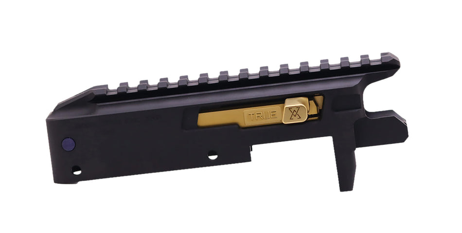 True Precision Inc TP1022CMPRCBLG TP/22 Receiver Set Black Anodized Aluminum with Gold Bolt