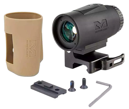 Meprolight USA 8016000200 MMX4 Micro Magnifier Black 4x24mm with Side Flip Picatinny Mount