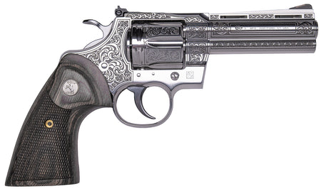 Cnc Firearms CNCPYNRES4 Colt Python Renaissance 357 Mag 6 Shot 4.25" Stainless Engraved Barrel, Cylinder & Frame, Walnut Grip