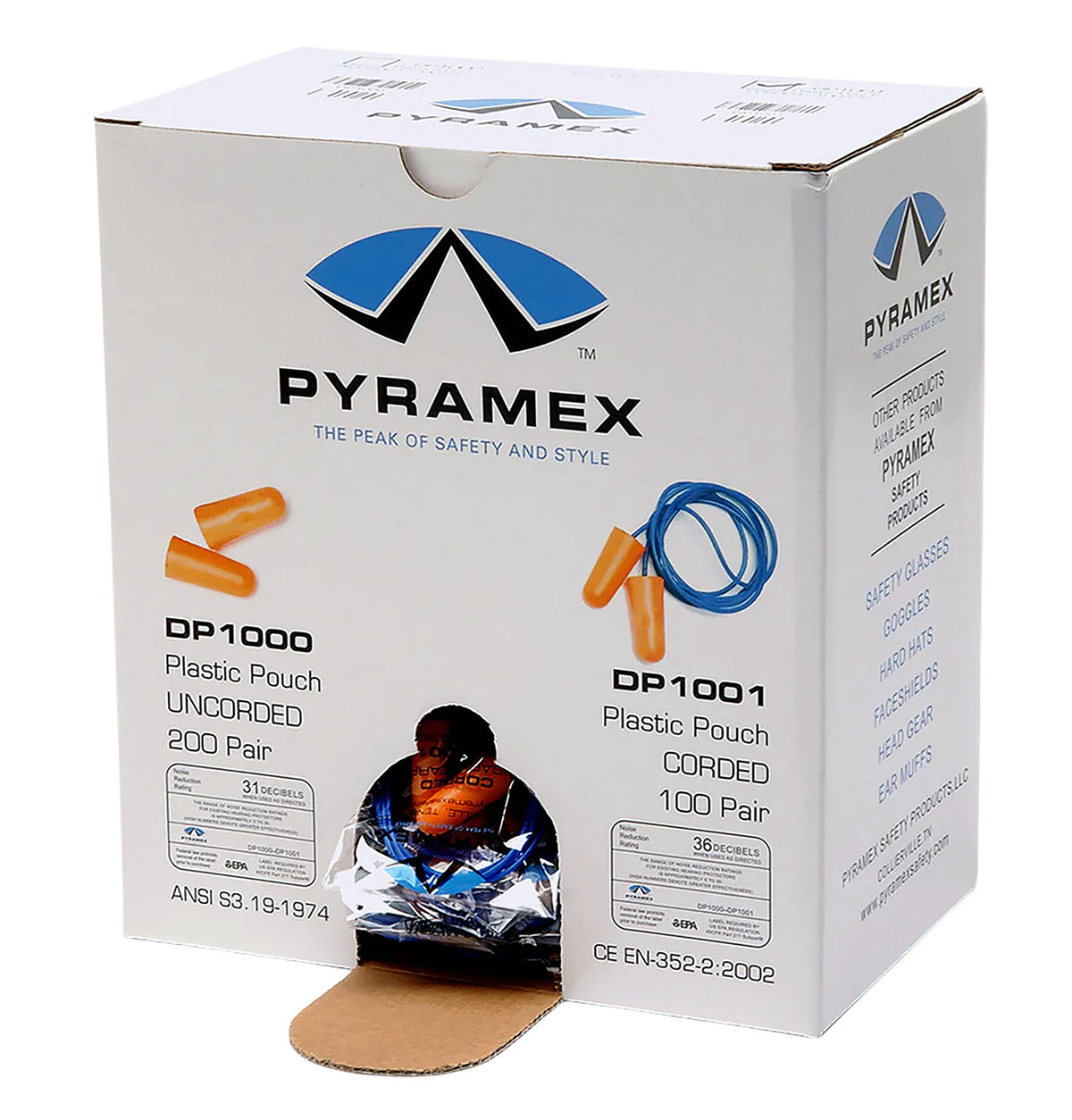 Pyramex DP1000 Disposable Foam Earplugs 32 dB In-the-Ear Orange 200 Pair
