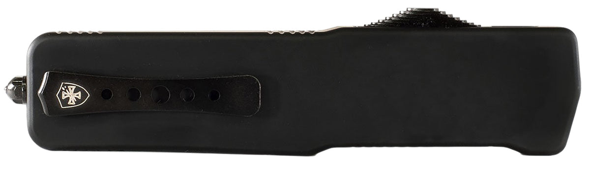 Templar Knife MZBR321 Premium Weighted Slim OTF Drop Point 3.16" Black Oxide D2 Blade, Black Aluminum/Rubber Handle
