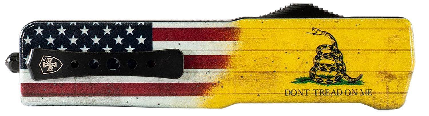Templar Knife SZDTOM321 Premium Weighted Small OTF Don't Tread On Me Drop Point Black D2 Steel Blade