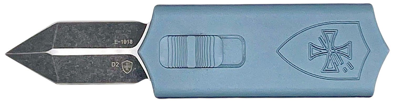Templar Knife Sentinel Money Clip 1.88" OTF Dagger Black Oxide D2 Steel Blade Blue Anodized Aluminum Handle