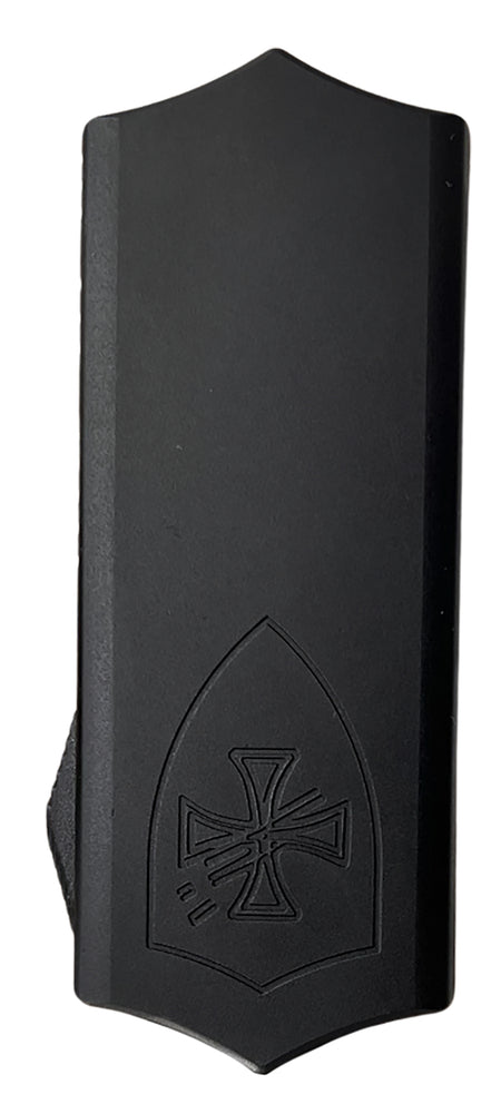 Templar Knife Excalibur Money Clip 1.90" OTF Black Oxide D2 Steel Blade Black Aluminum Handle