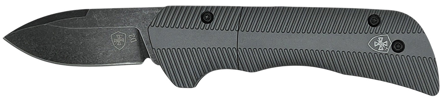 Templar Knife Cali Auto Assist 1.90" Folding Drop Point Plain D2 Steel Blade Gunmetal Anodized Aluminum Handle