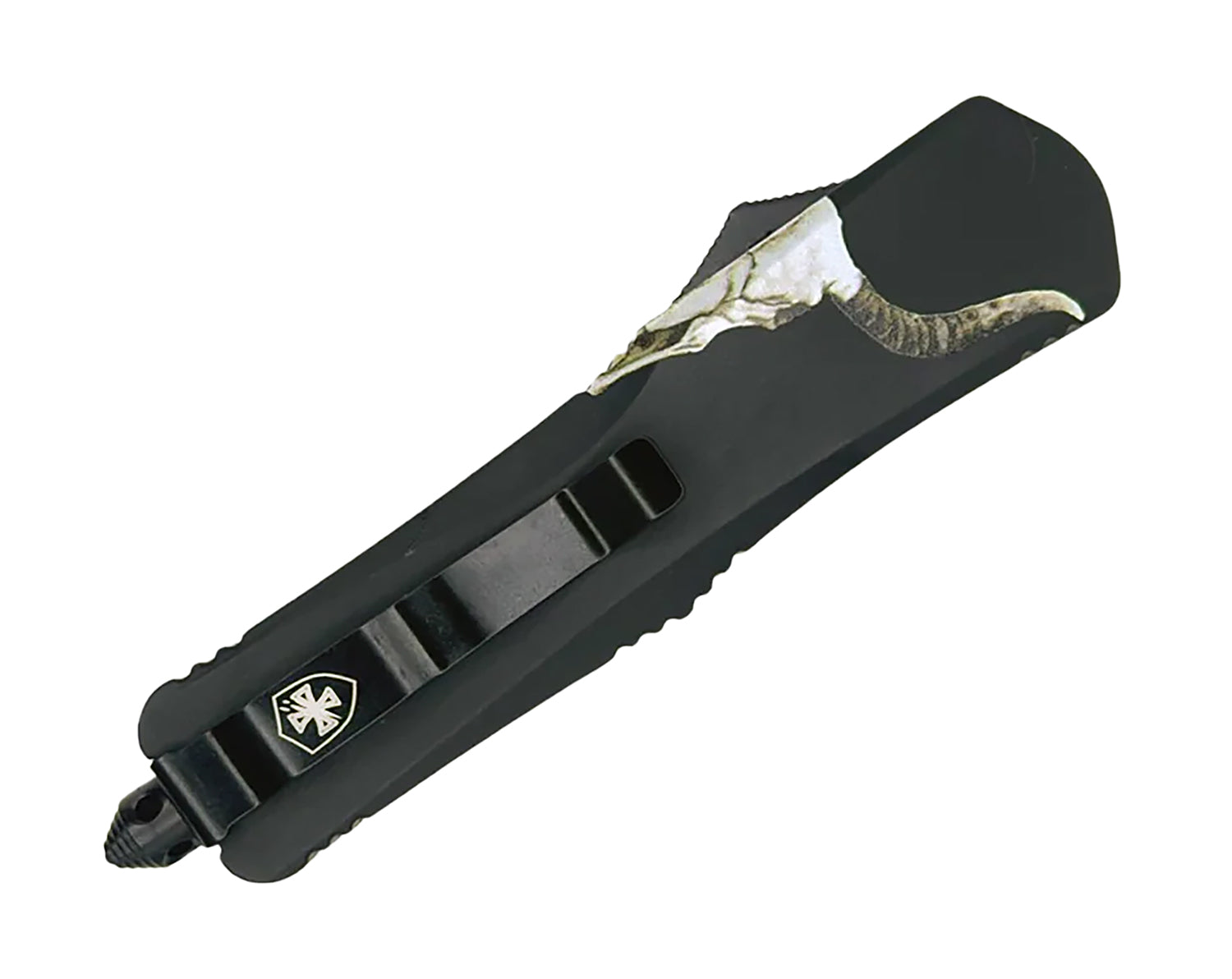 Templar Knife Gen II Badlands Slim 3.43" OTF Tanto 440C SS Blade Black Cattle Skull Aluminum Handle Glass Breaker