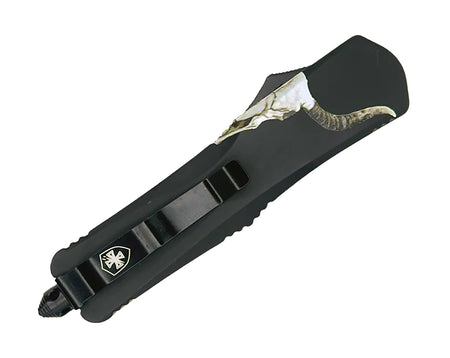 Templar Knife Gen II Badlands Slim 3.43" OTF Tanto 440C SS Blade Black Cattle Skull Aluminum Handle Glass Breaker