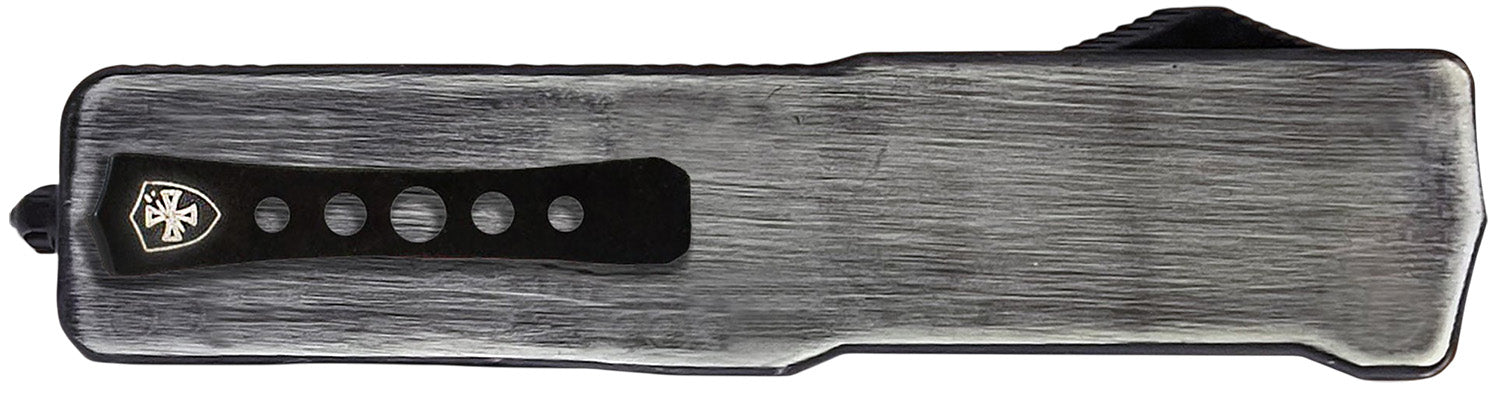 Templar Knife Premium Weighted Knight Slim 3.16" OTF Drop Point D2 Steel Blade Gunmetal Anodized Aluminum Handle