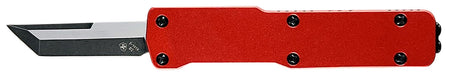 Templar Knife Premium LW Micro 1.85" OTF Tanto Plain Black Oxide D2 Steel Blade, 3.50" Red Aluminum Handle CA Legal