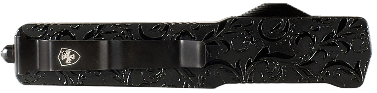 Templar Knife Premium LW Maiden Gloss Slim OTF Dagger Part Serrated Black Oxide D2 Steel Blade Black Gloss Aluminum Handle