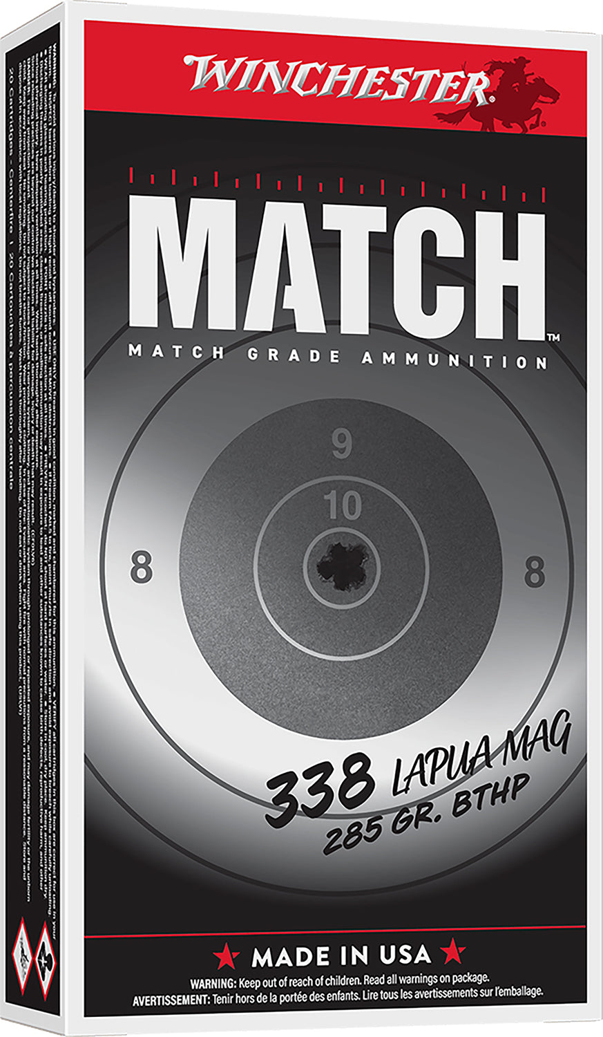 Winchester MATCH .338 Lapua Magnum 285 gr BTHP ammo